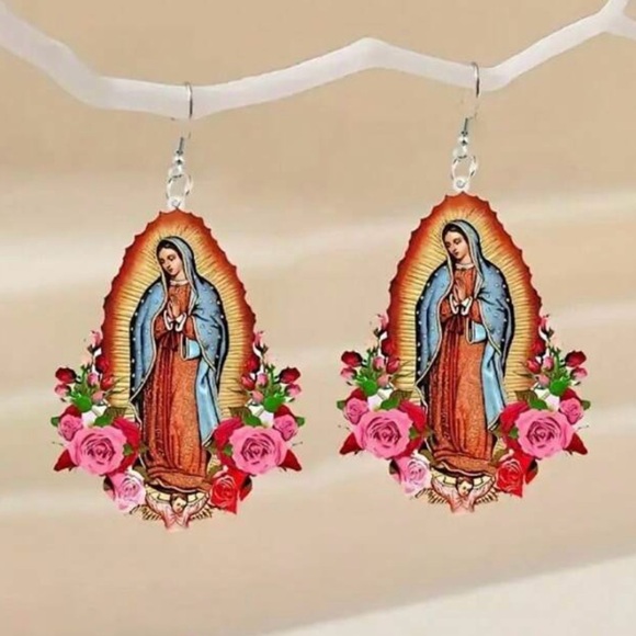 Jewelry - Virgin Mary Floral Earrings